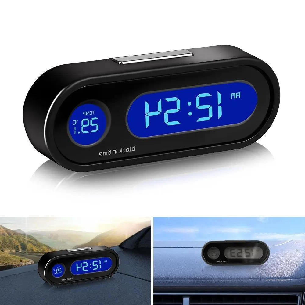 Mini LCD Car Clock with Thermometer & Backlight

