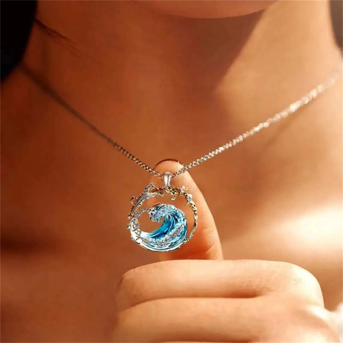 OceanWave Harmony Necklace | Minimalist Wave Pendant