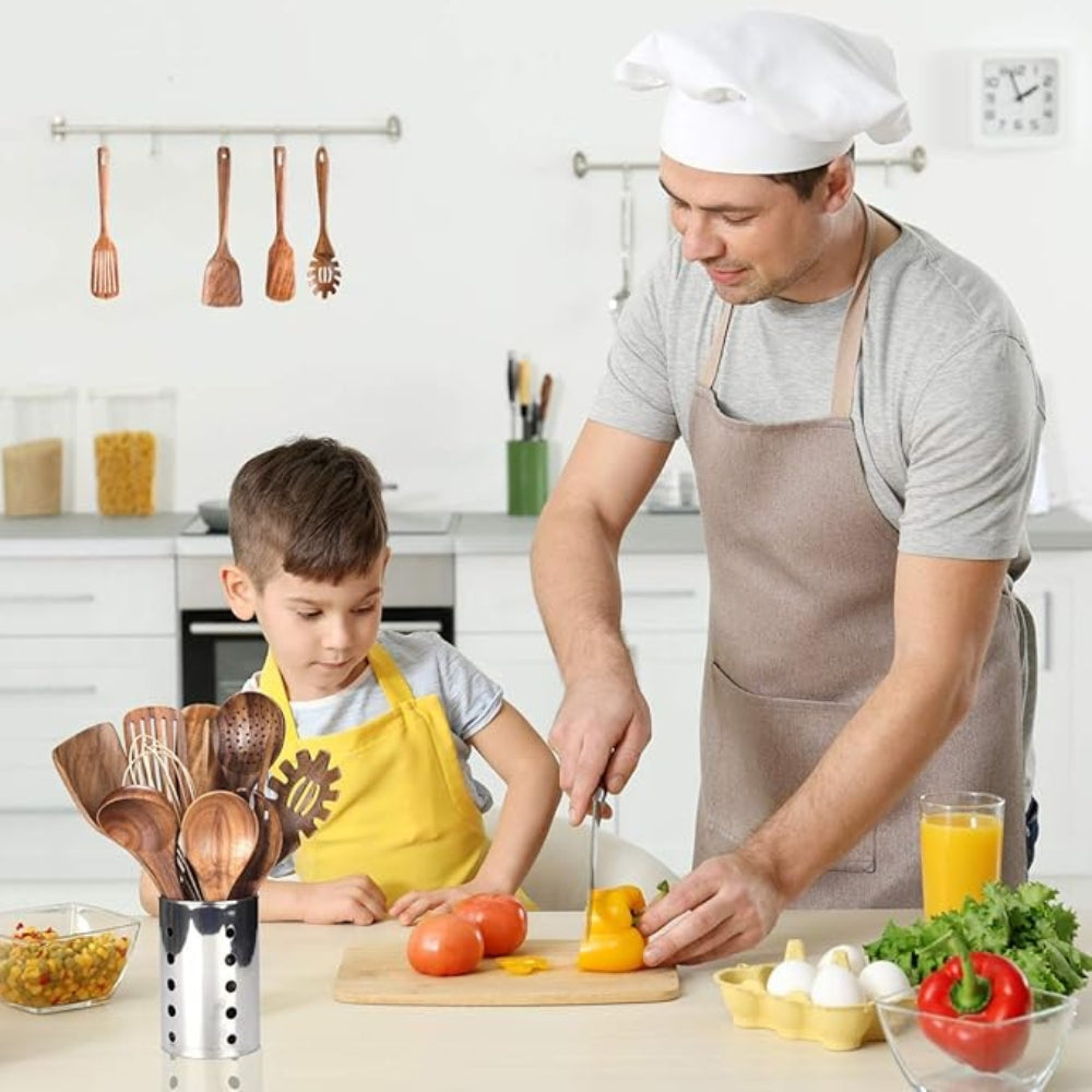 TeakMaster Wooden Utensil Set | 7-Piece Premium Cooking Tools