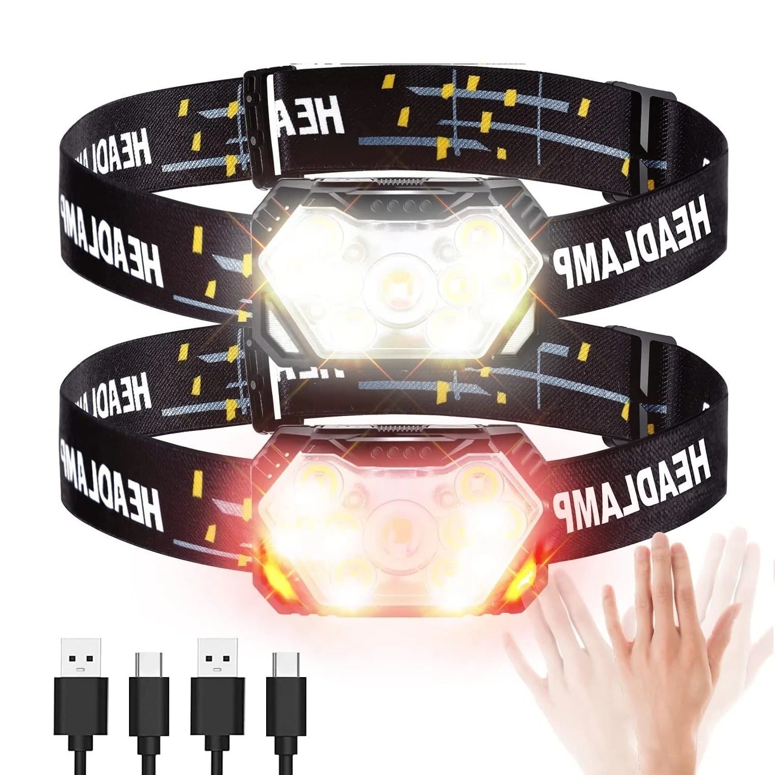 Rechargeable 9-LED Headlamp – USB Motion Sensor Light