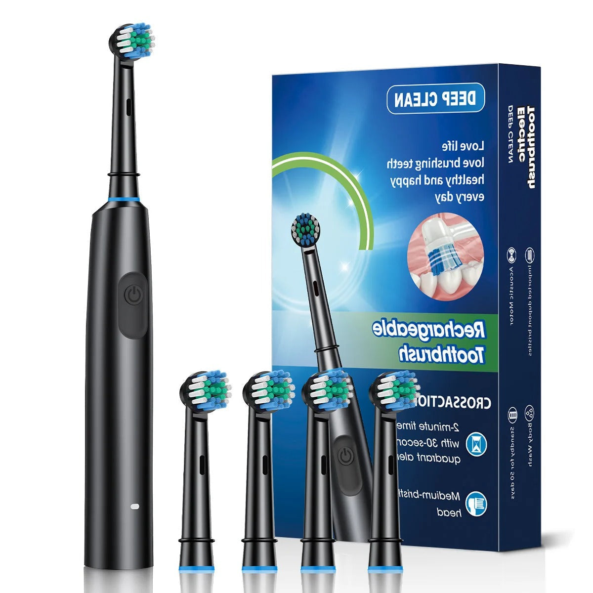 Rechargeable Rotary Electric Toothbrush – Waterproof Plaque Remover