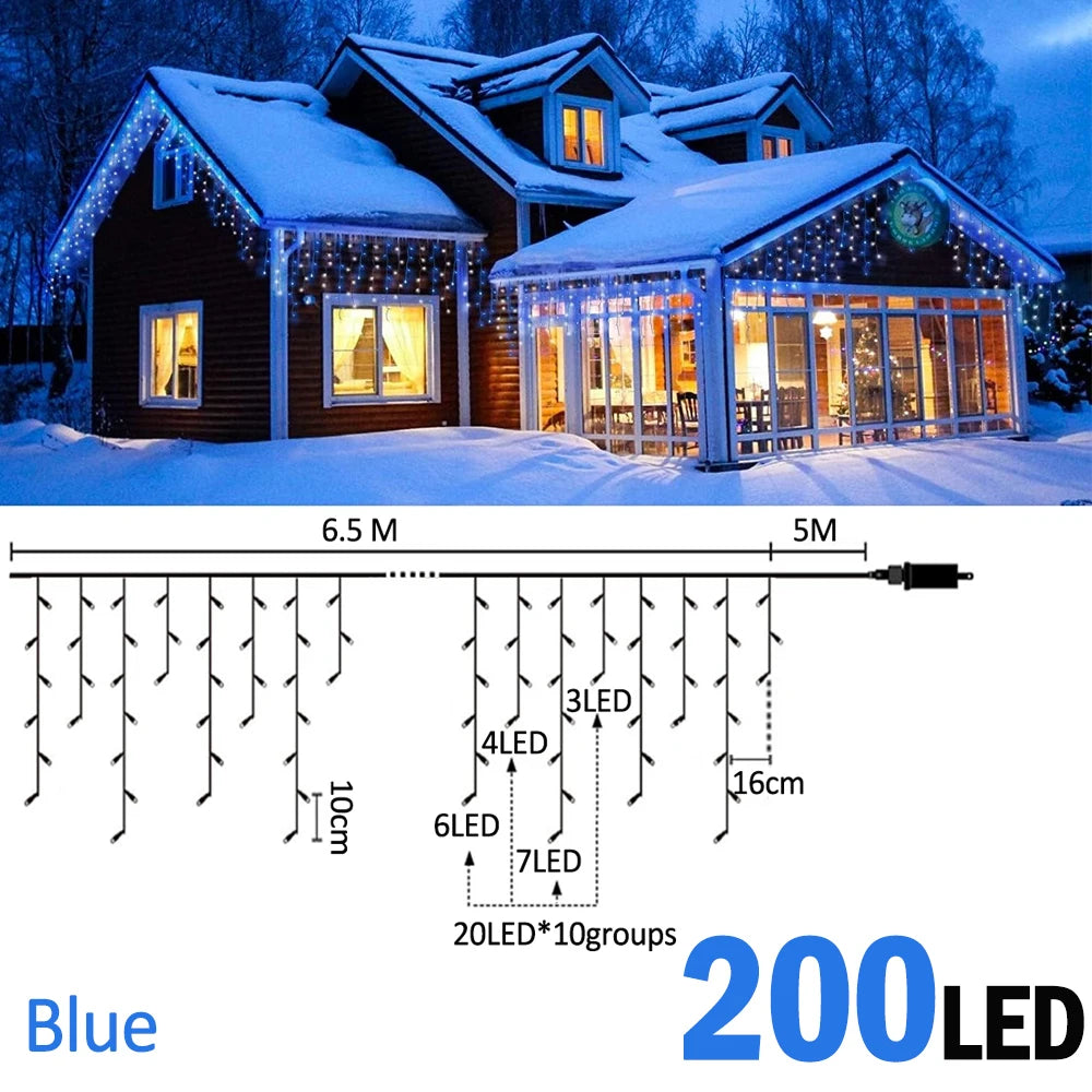 Icicle Christmas String Lights - ICE-6.5200B-BU