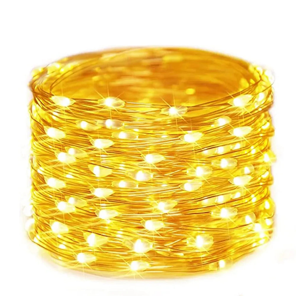 200m Christmas String Fairy Lights Garland 2024 Waterproof Mini LED Decoration Outdoor Garden Gift Ornament New Year tree decor - Warm White / 30Meters 300Leds