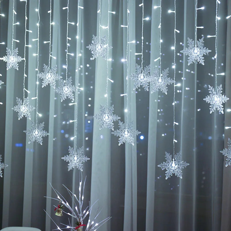 Snowflake Christmas Curtain Lights