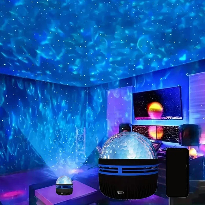 AuroraBeam Northern Lights Projector | RGB LED Star Projector with Music Sync & Remote