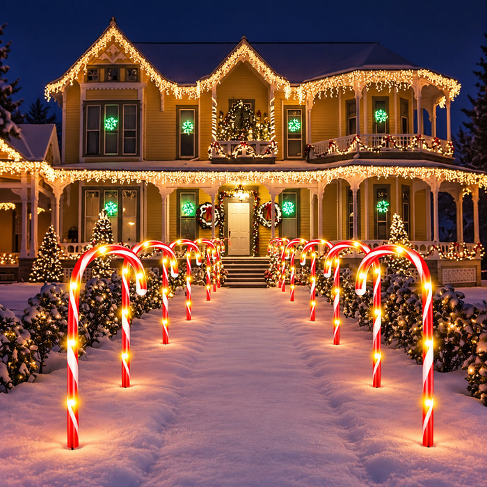 Solar Candy Cane Stake Lights