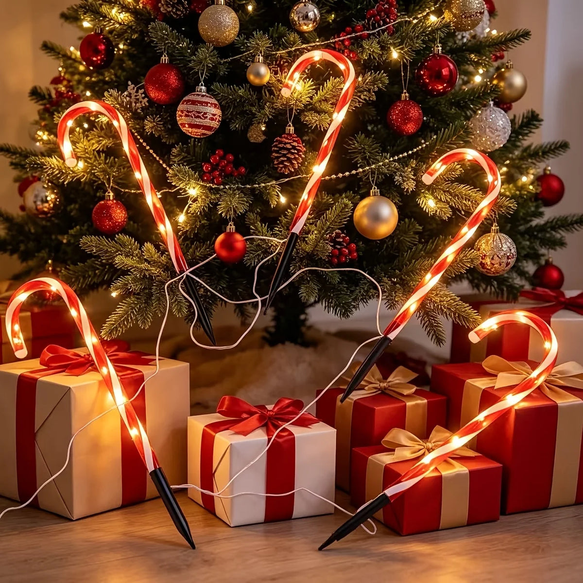 Solar Candy Cane Stake Lights