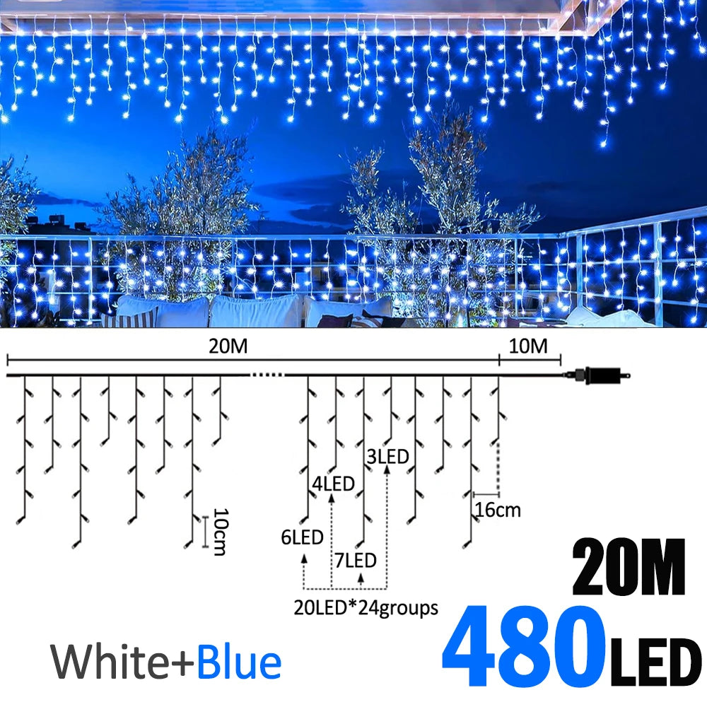 Icicle Christmas String Lights - ICE-20-480B-CWBU