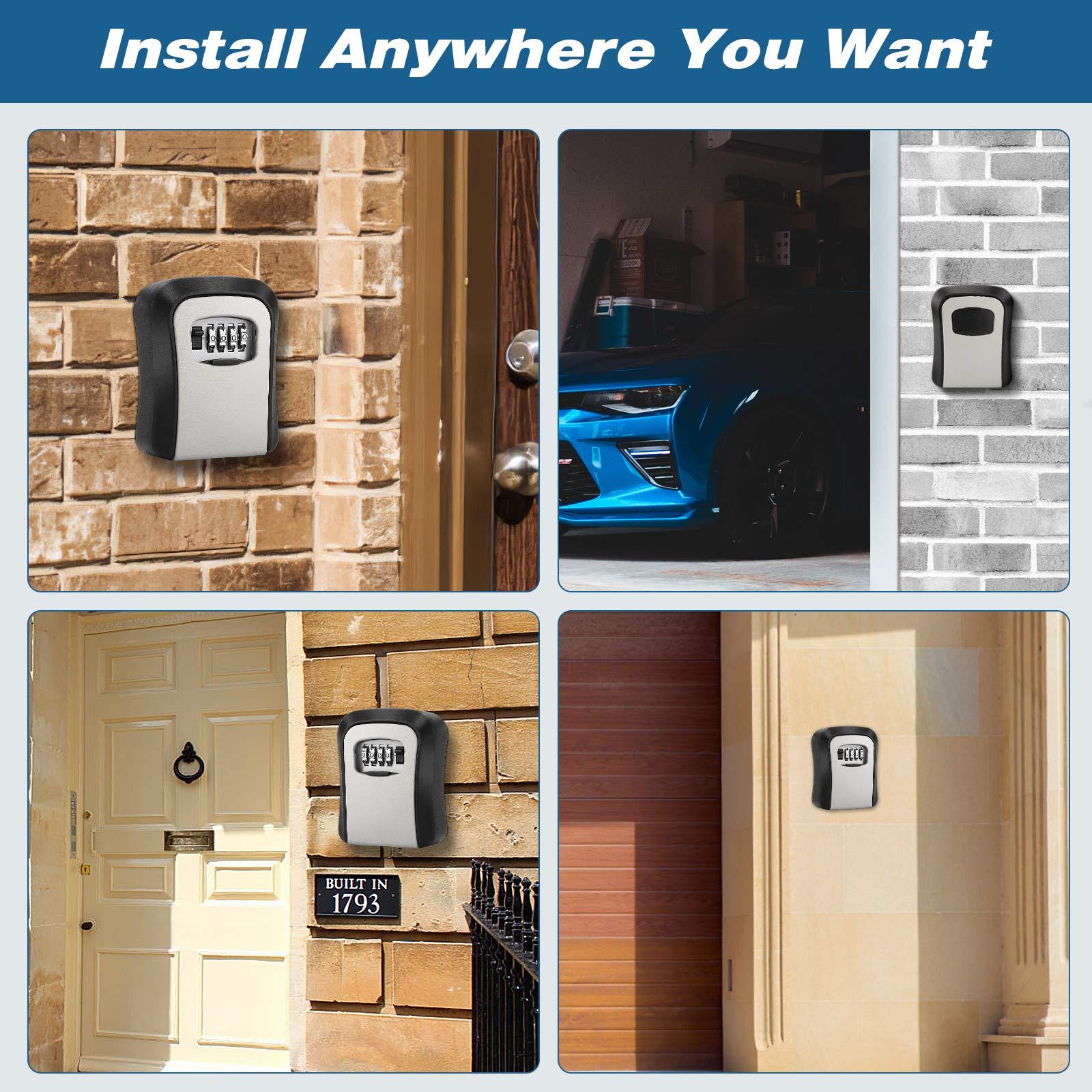 Wall Mount Key Lock Box with 4-Digit Code
