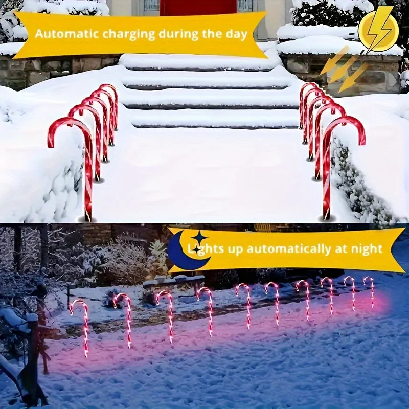 Solar Candy Cane Stake Lights