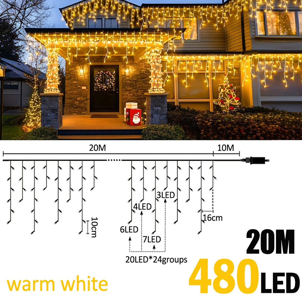 Icicle Christmas String Lights - ICE-20-480B-WW