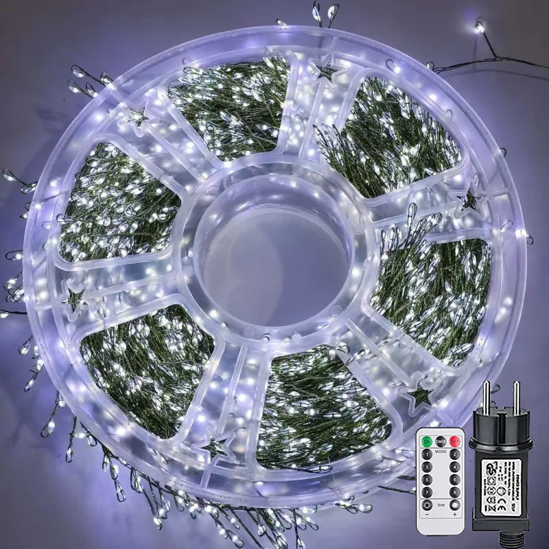 Long Christmas Cluster Lights - White / 30M-900LEDS