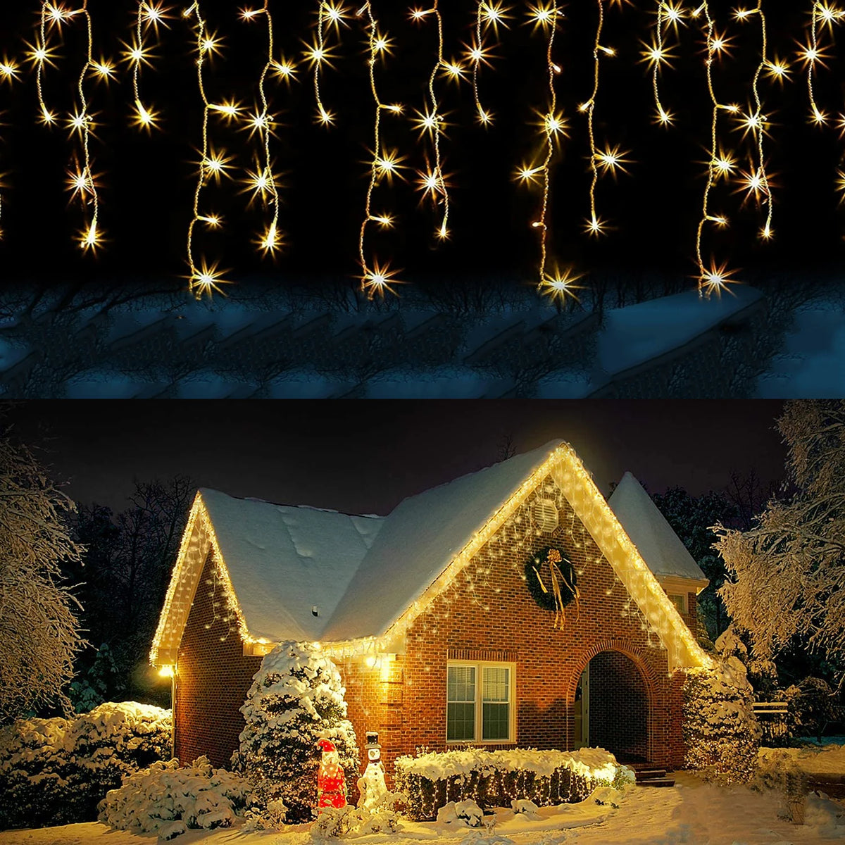 LED Icicle Curtain Lights - Warm White / 8 Mode No Remote / 20M X 0.5 0.6 0.7M