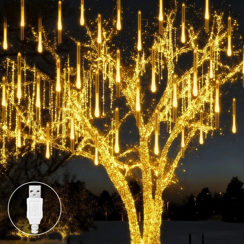 USB Meteor Shower Lights - Warm / 30cm 8tubes