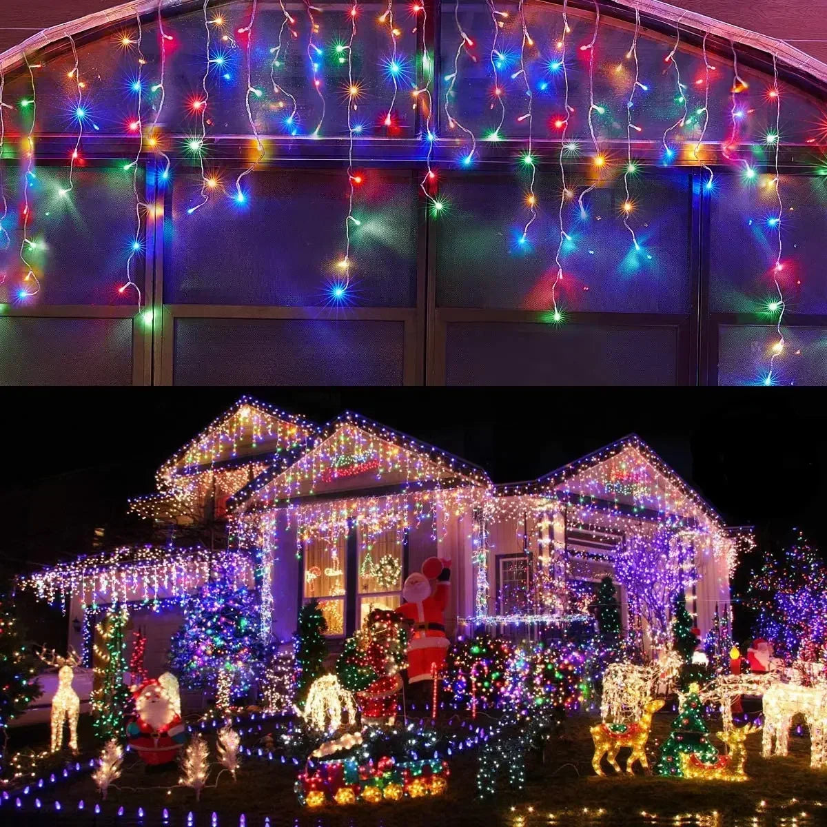 LED Icicle Curtain Lights - Multicolor / 8 Mode No Remote / 31.5M X 0.3 0.4 0.5M