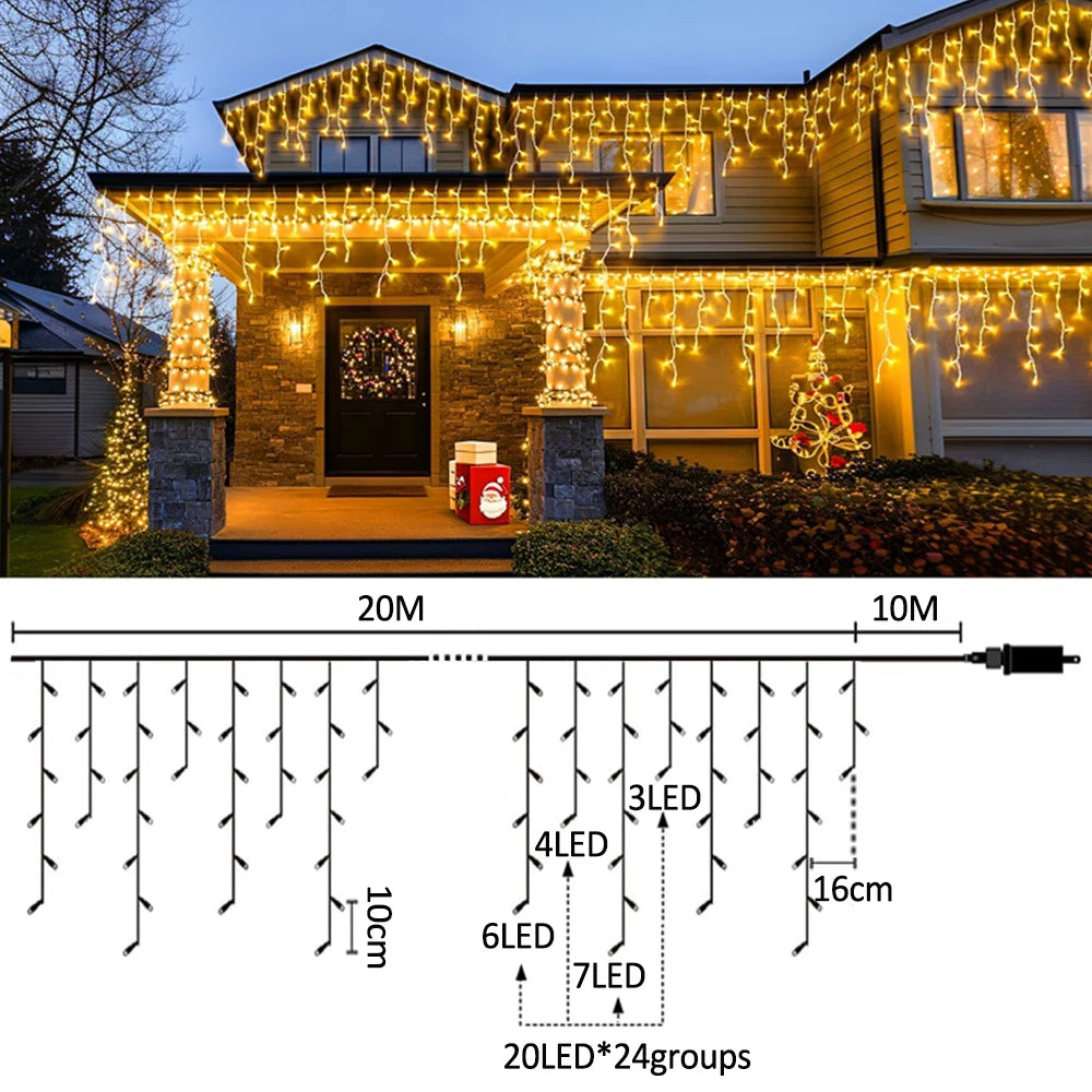 Icicle Christmas String Lights