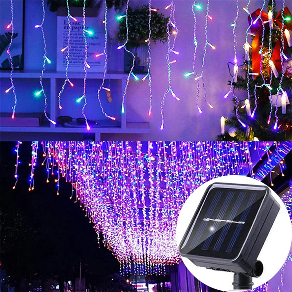 Solar Eaves Icicle Lights - Multicolor / 3.5M 96LEDs