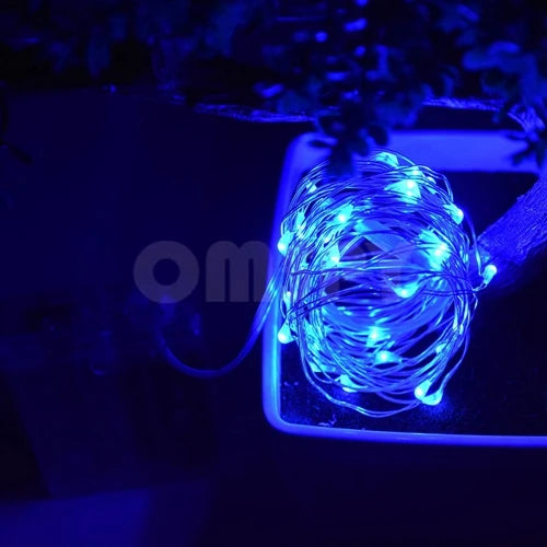 Battery Copper String Lights - Blue / 5M 50LEDS