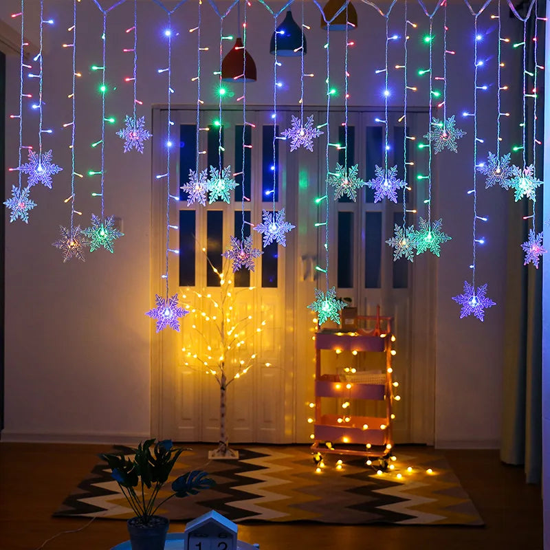 Snowflake Christmas Curtain Lights