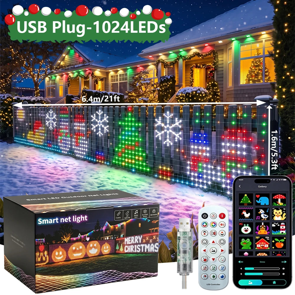 Smart Christmas Net Lights - USB-1.6x6.4m