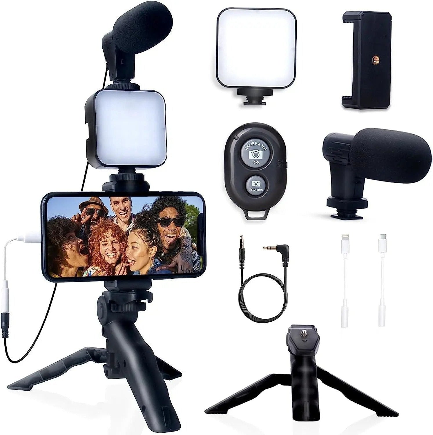 Smartphone Vlogging Kit with Tripod and Mini Microphone

