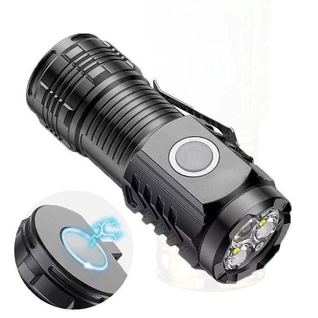 Super Bright Waterproof LED Flashlight – USB Rechargeable Cap Clip Torch