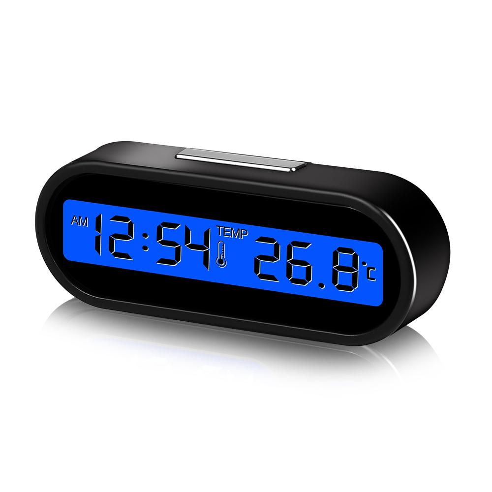 Mini LCD Car Clock with Thermometer & Backlight