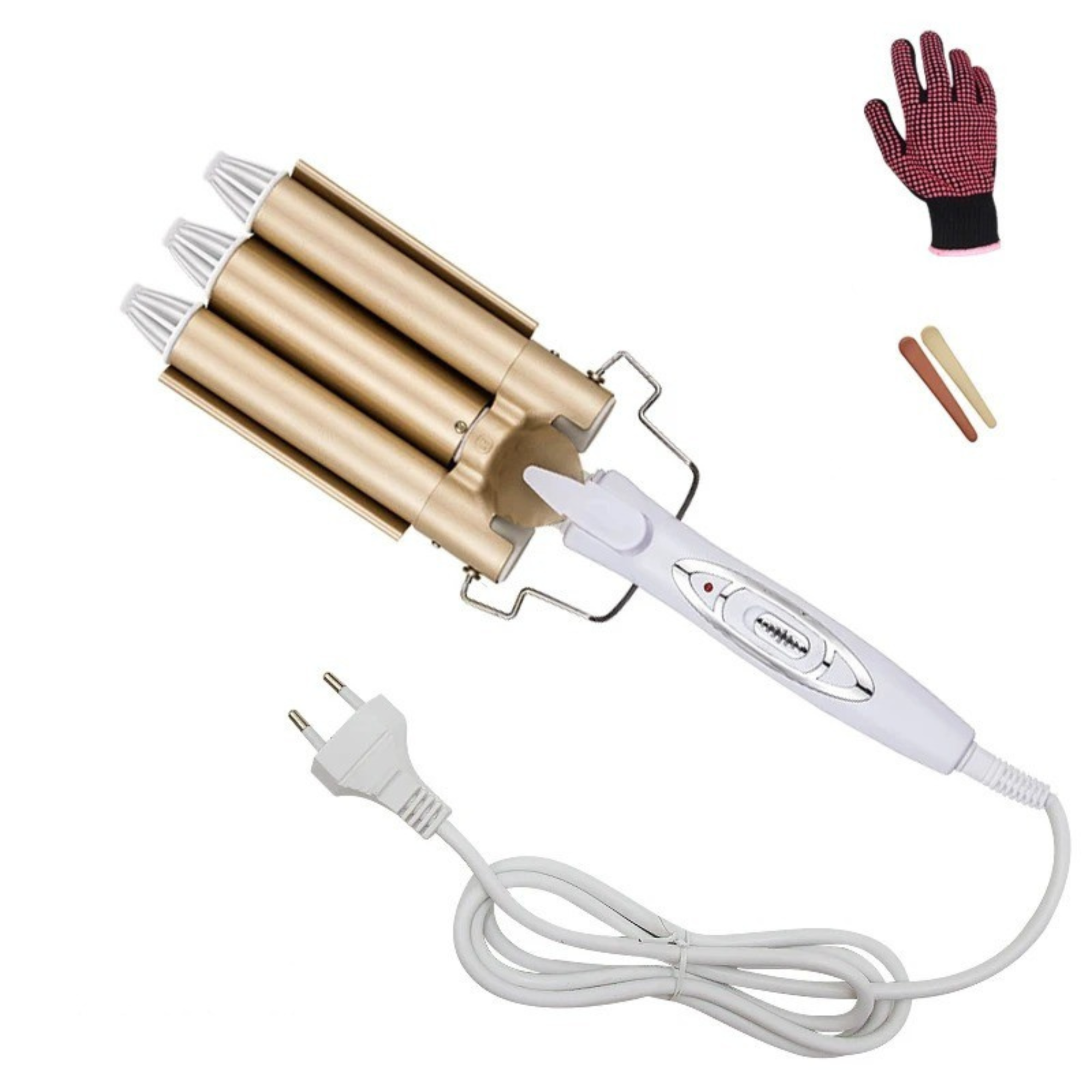 Triple Barrel Curling Iron Ceramic Tourmaline Beach Waves
