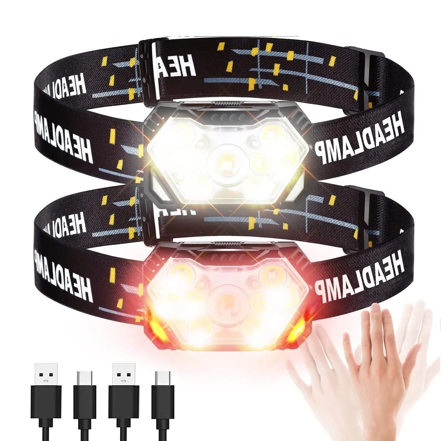 USB Rechargeable 9 LED Motion Sensor Headlamp for Outdoor Use