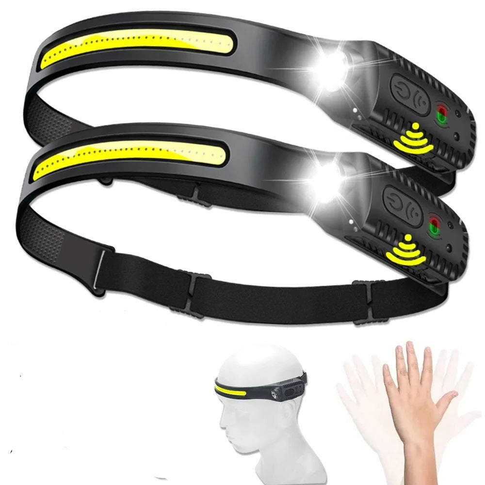 USB Rechargeable LED Headlamp – XPE + COB Torch
