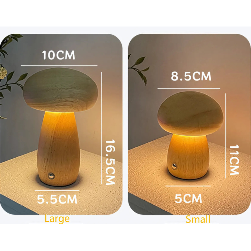MushGlow Touch LED Table Lamp | Dimmable Mushroom Night Light | USB Rechargeable