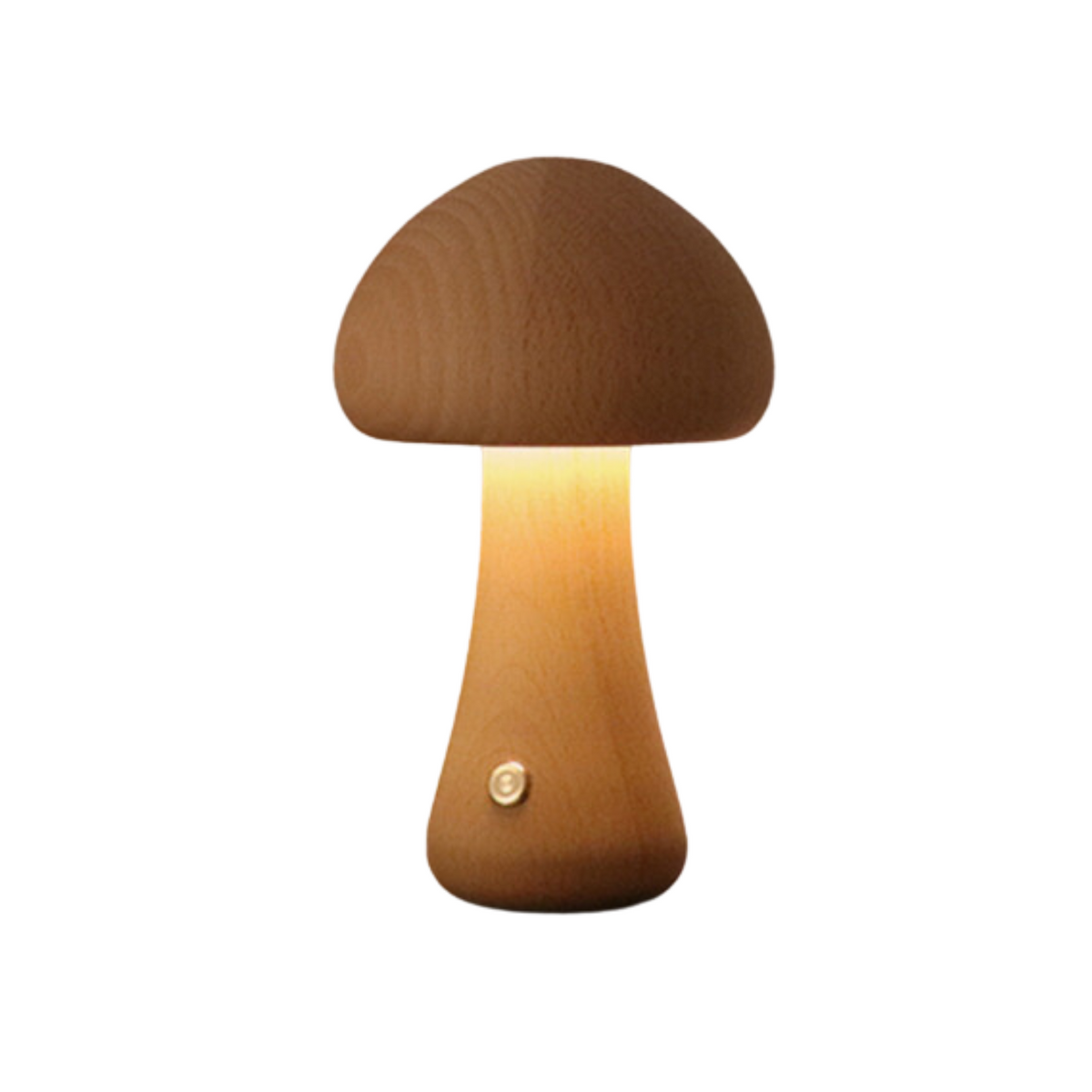 WoodMush Glow Table Lamp | Vintage Wooden Mushroom LED Light