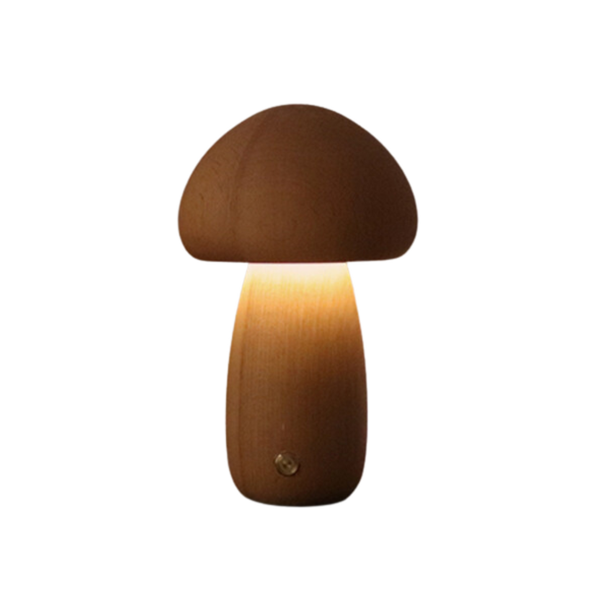 WoodMush Glow Table Lamp | Vintage Wooden Mushroom LED Light