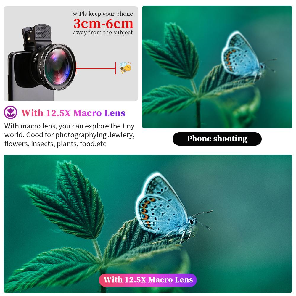 2-in-1 Phone Camera Lens Kit with Wide & Macro