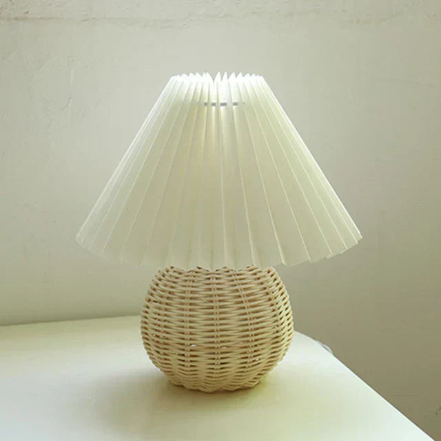 HeritageGlow Vintage Table Lamp | Retro Nightstand Lamp with Pleated Shade