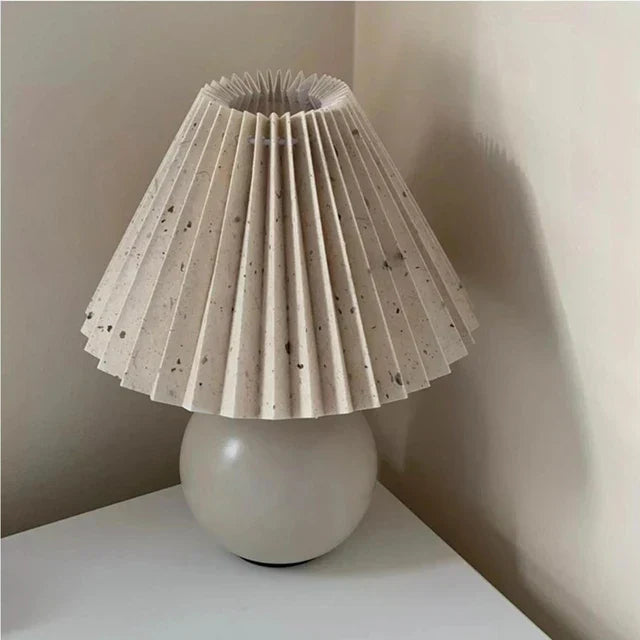 HeritageGlow Vintage Table Lamp | Retro Nightstand Lamp with Pleated Shade