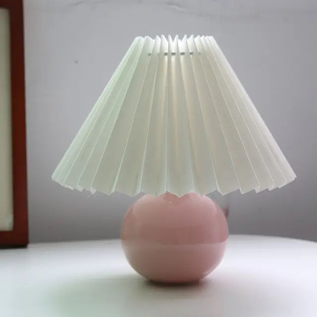 HeritageGlow Vintage Table Lamp | Retro Nightstand Lamp with Pleated Shade