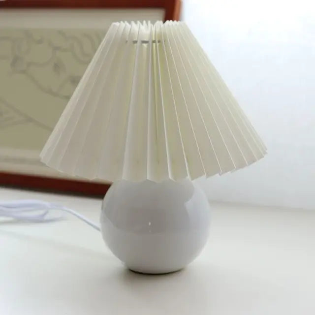 HeritageGlow Vintage Table Lamp | Retro Nightstand Lamp with Pleated Shade