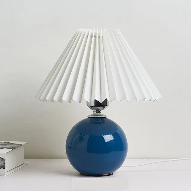HeritageGlow Vintage Table Lamp | Retro Nightstand Lamp with Pleated Shade
