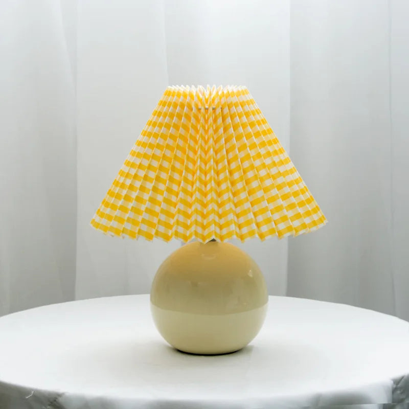 HeritageGlow Vintage Table Lamp | Retro Nightstand Lamp with Pleated Shade