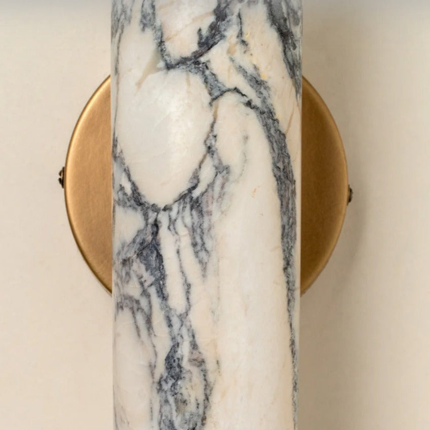 MarbleLuxe Brass Wall Light | Calacatta Stone 2-Light Sconce