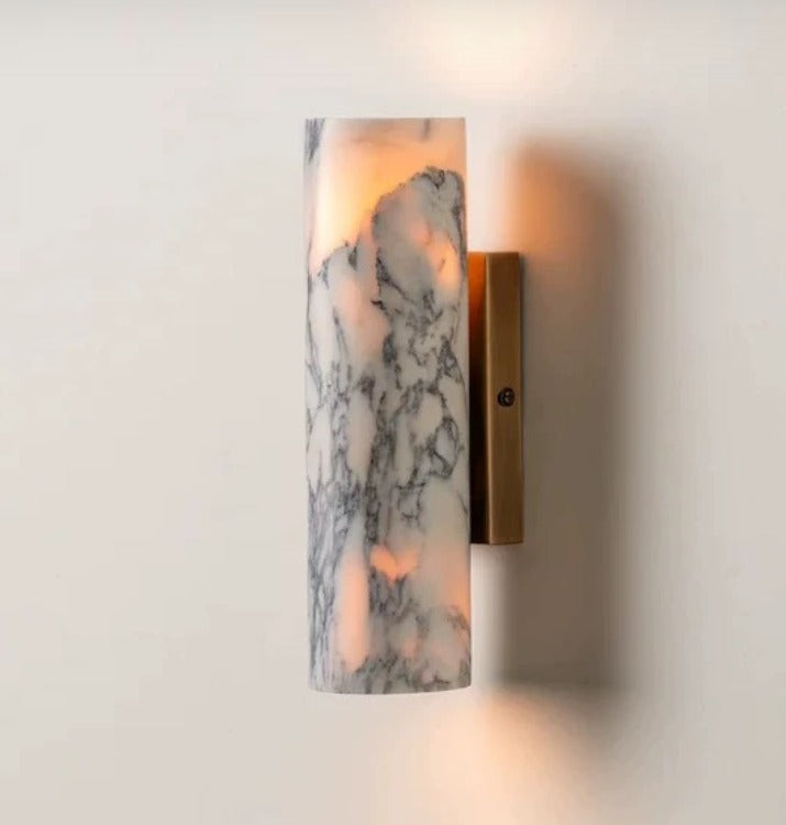 MarbleLuxe Brass Wall Light | Calacatta Stone 2-Light Sconce