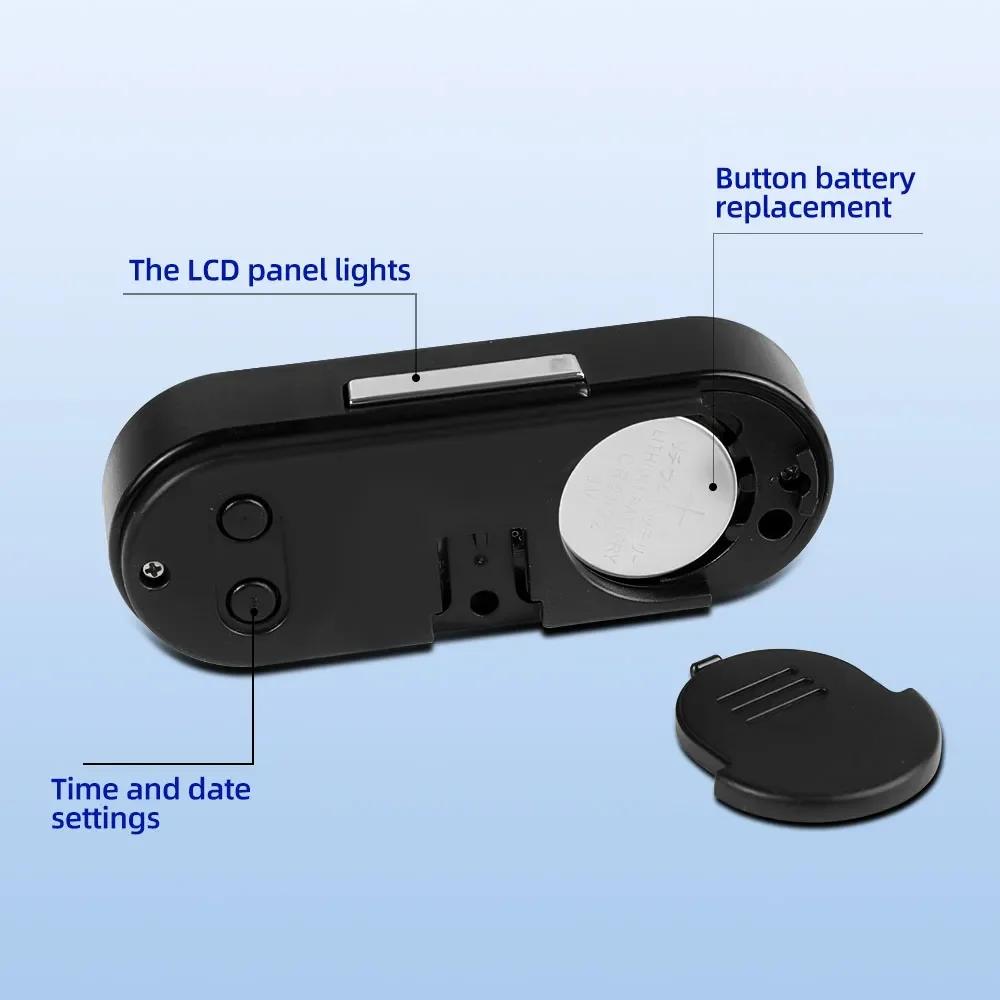 Mini LCD Car Clock with Thermometer & Backlight