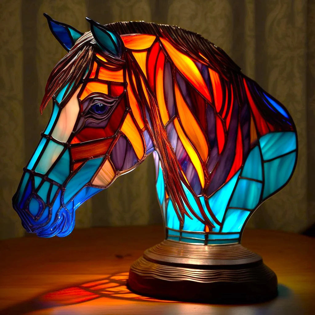 GlowFauna Stained Glass Animal Table Lamp | Decorative LED Light