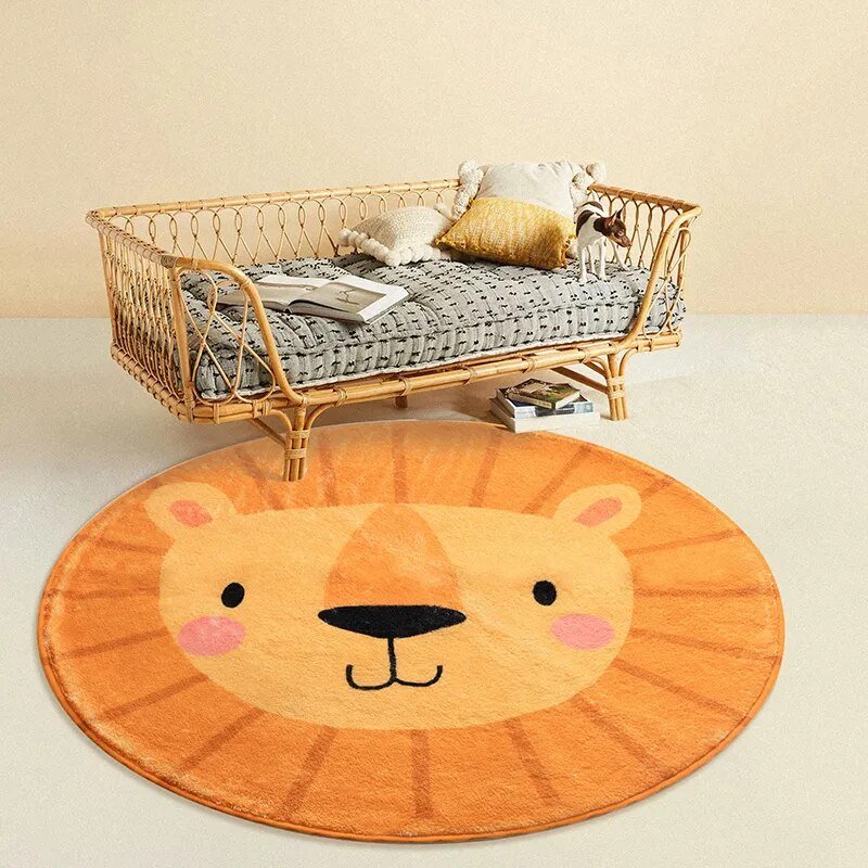 PlayNest Round Kids Rug | Soft Cartoon Carpet for Children’s Bedroom