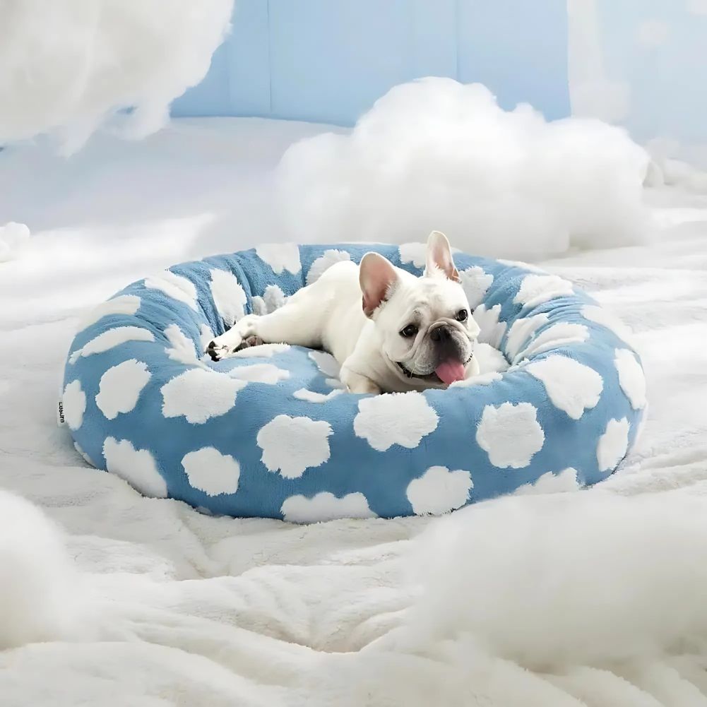 Quality Round Donut Dog Bed with Plush Cushion