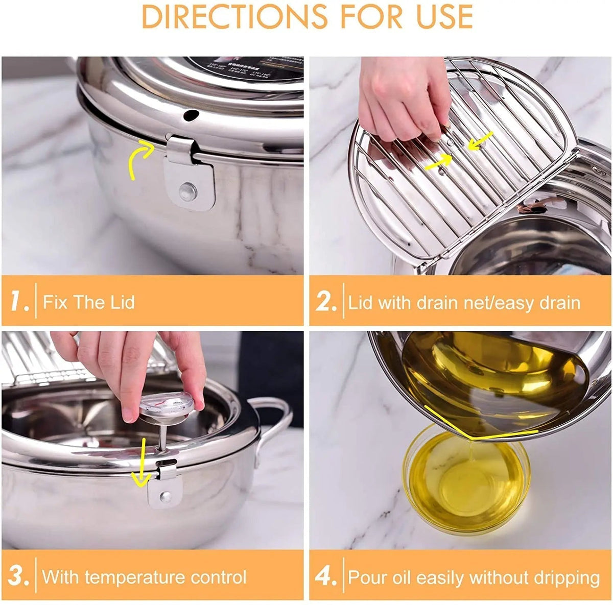 Deep Fryer Pot Heavy-Duty Non-Stick Kitchen Frying Pan