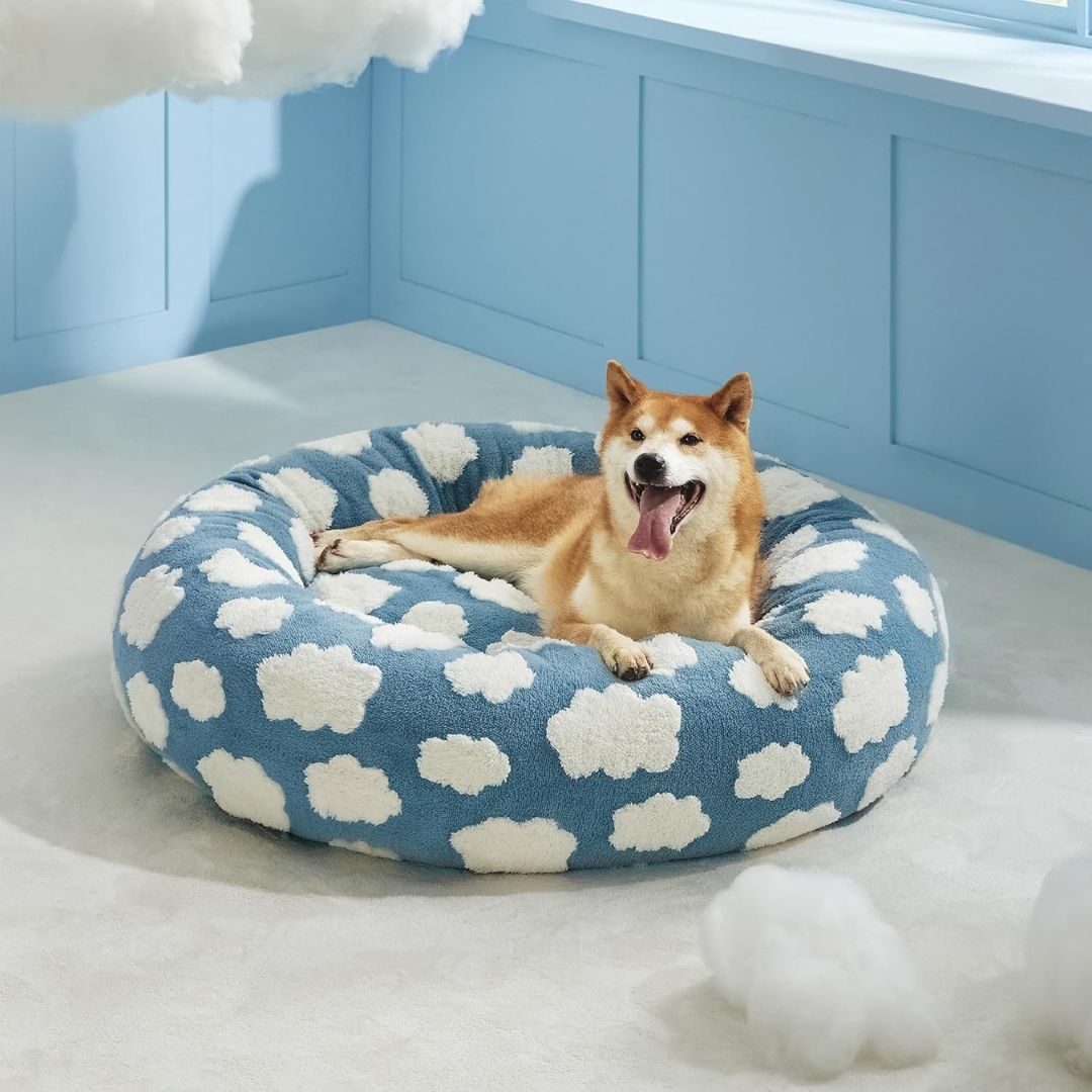 Quality Round Donut Dog Bed with Plush Cushion