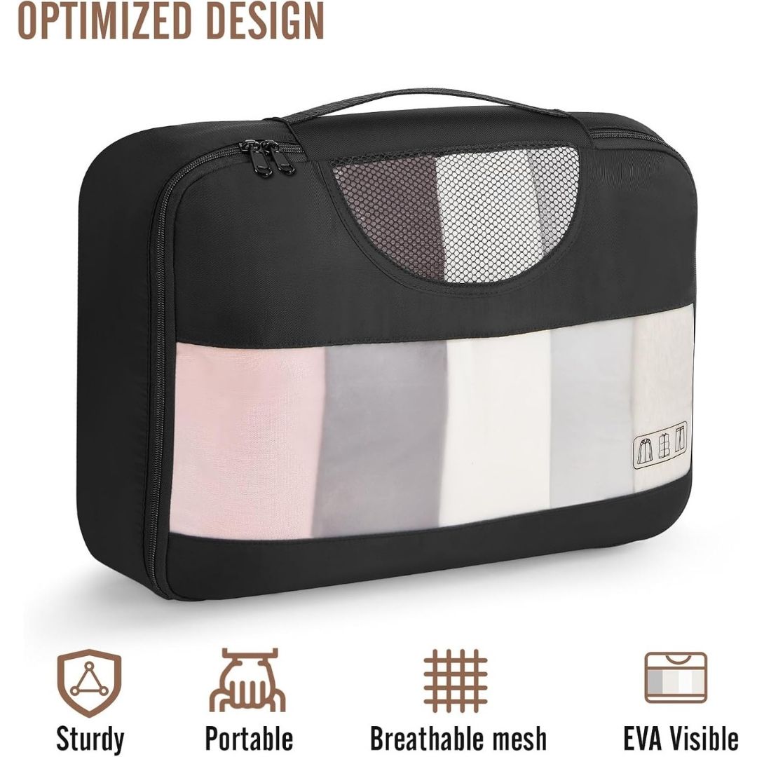 8 Piece Travel Packing Cubes Durable Space-Saving Organizers