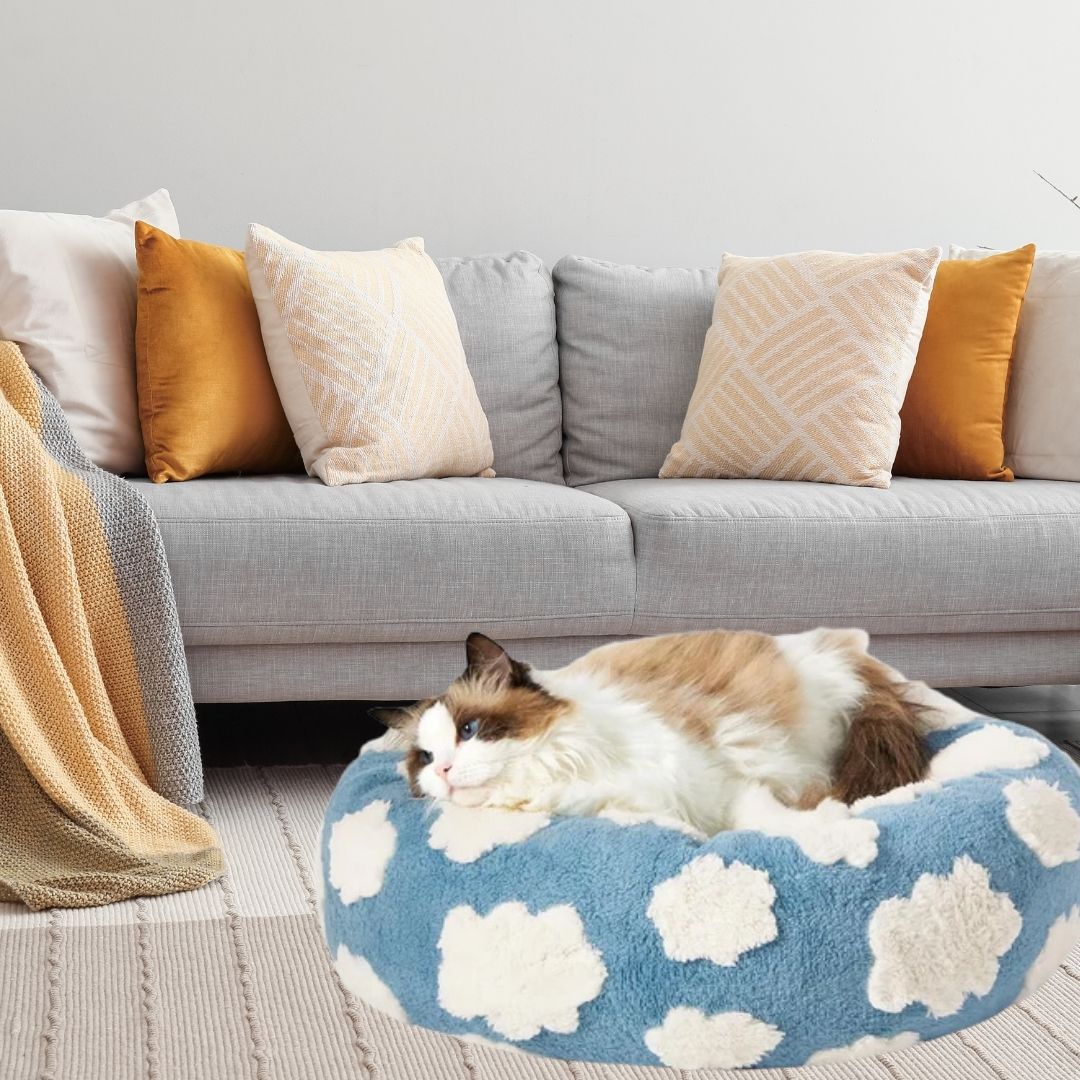 Quality Round Donut Dog Bed with Plush Cushion